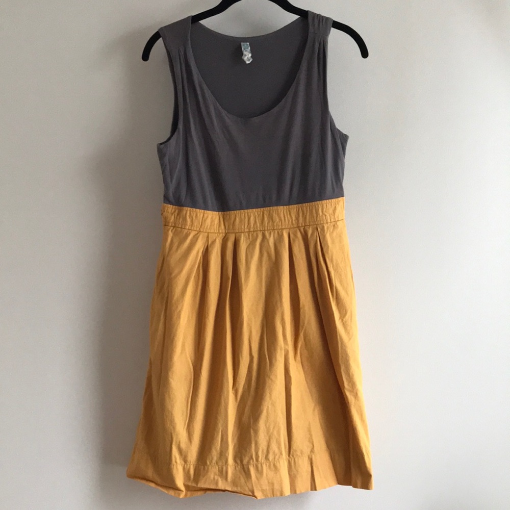 Maeve Gray and Mustard Two-Tone Sleeveless Dress